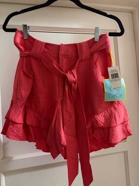 CeCe Coral Ruffle Tie-Waist Women's Shorts